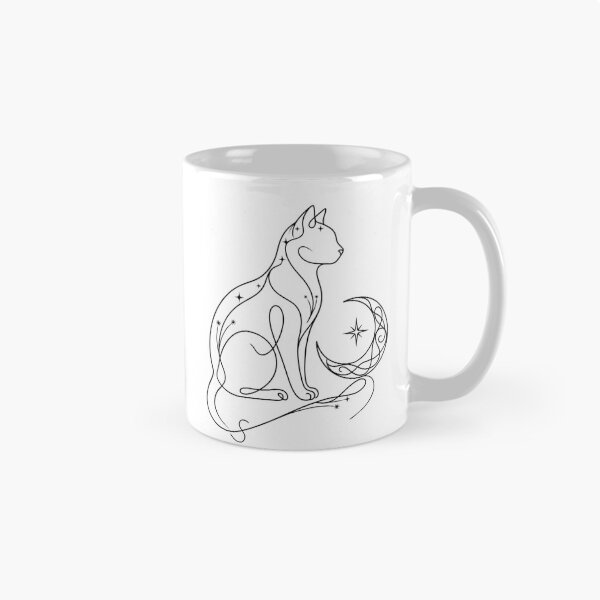 Item preview, Minimalist One-Line Mystic Art: Cat, Moon and Sirius Star designed and sold by Siriusvibes.