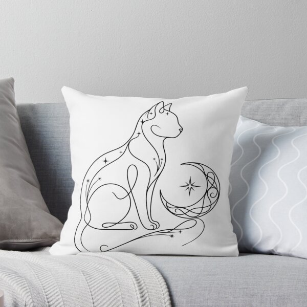 Item preview, Minimalist One-Line Mystic Art: Cat, Moon and Sirius Star designed and sold by Siriusvibes.