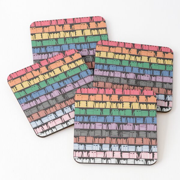 Item preview, Subtle Progress Pride Flag Rainbow Bookshelves Pattern Black Background designed and sold by winterpumpkin.