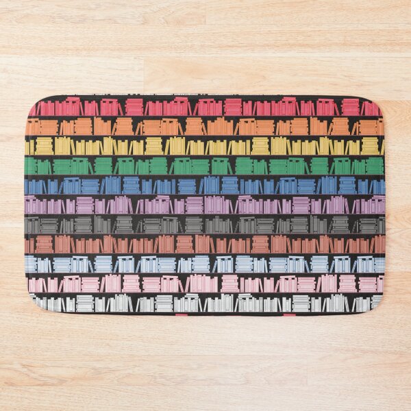Item preview, Subtle Progress Pride Flag Rainbow Bookshelves Pattern Black Background designed and sold by winterpumpkin.