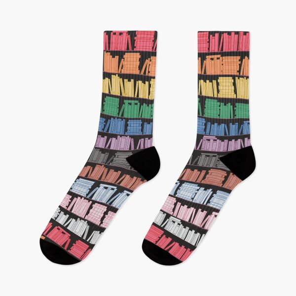Item preview, Subtle Progress Pride Flag Rainbow Bookshelves Pattern Black Background designed and sold by winterpumpkin.