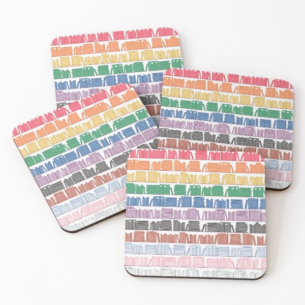Item preview, Subtle Progress Pride Flag Rainbow Bookshelves Pattern White Background designed and sold by winterpumpkin.