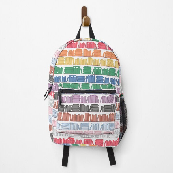 Item preview, Subtle Progress Pride Flag Rainbow Bookshelves Pattern White Background designed and sold by winterpumpkin.