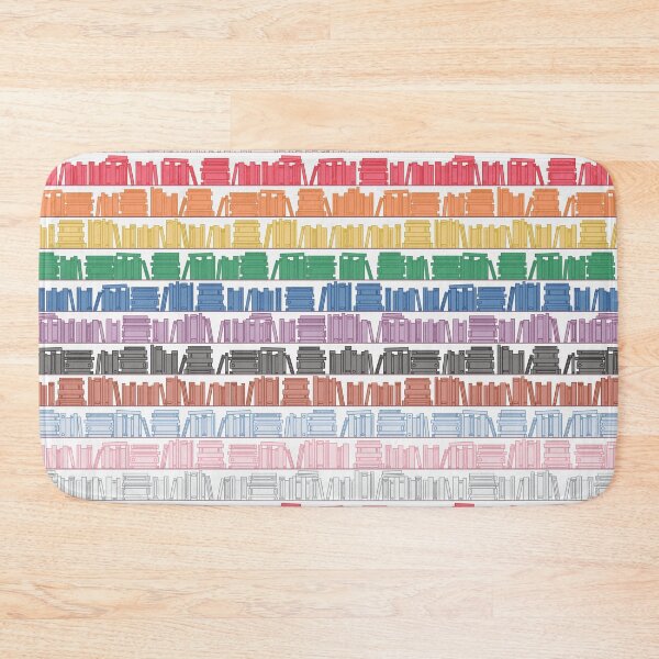 Item preview, Subtle Progress Pride Flag Rainbow Bookshelves Pattern White Background designed and sold by winterpumpkin.
