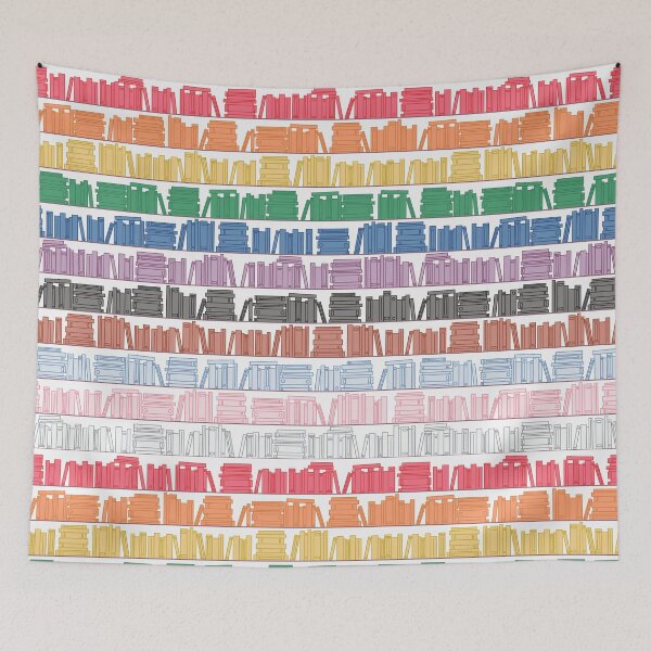 Item preview, Subtle Progress Pride Flag Rainbow Bookshelves Pattern White Background designed and sold by winterpumpkin.