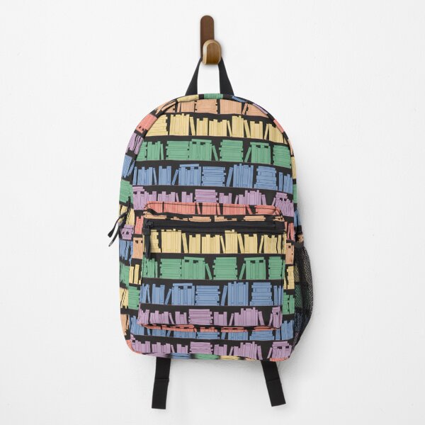 Item preview, Subtle Pride Flag Rainbow Bookshelves Pattern Black Background designed and sold by winterpumpkin.