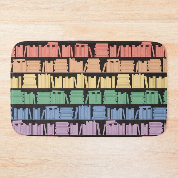 Item preview, Subtle Pride Flag Rainbow Bookshelves Pattern Black Background designed and sold by winterpumpkin.