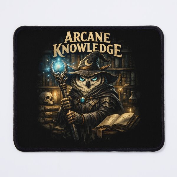 Item preview, Arcane Knowledge – Owl Wizard Fantasy Art designed and sold by CosmicSplendor.