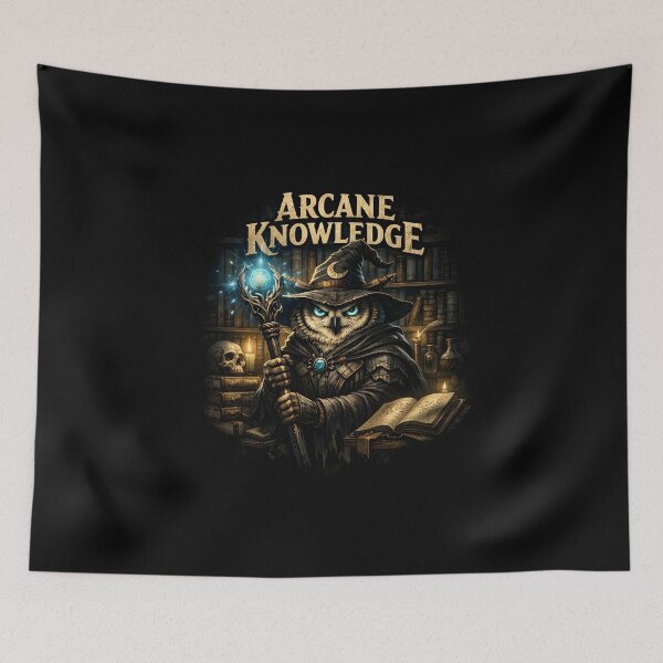 Item preview, Arcane Knowledge – Owl Wizard Fantasy Art designed and sold by CosmicSplendor.