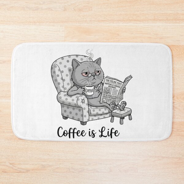 Item preview, Coffee Is Life: Grumpy Morning Cat designed and sold by PoomDesign.
