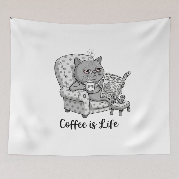 Item preview, Coffee Is Life: Grumpy Morning Cat designed and sold by PoomDesign.