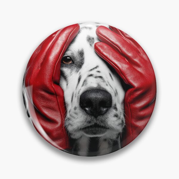 Item preview, Funny Dalmatian with Red Gloves Covering Eyes – Minimalist Dog Humor Art Print designed and sold by Artixshopy98.