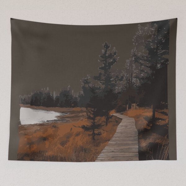 Item preview, Wooden Boardwalk Through Warm Forest Landscape designed and sold by Arturo Daniel Garcia Palomo.
