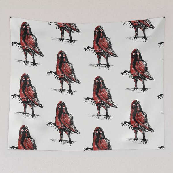 Item preview, The Mothman cryptid cartoony illustration designed and sold by Vintage Designs +.