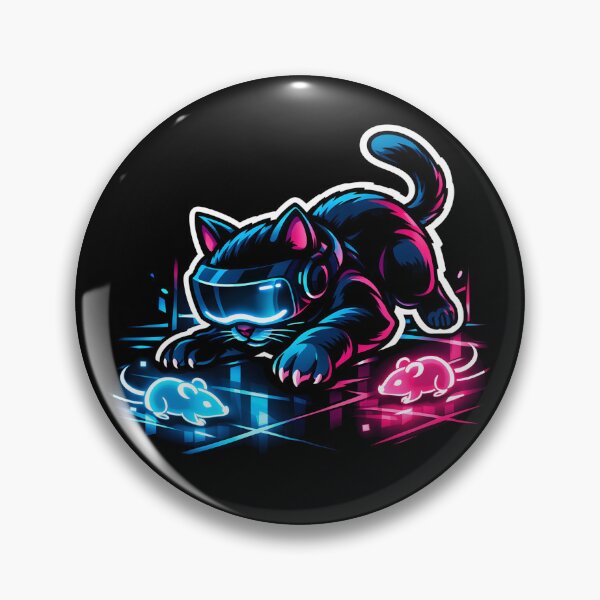Item preview, Cyberpunk Gamer Cat VR Headset Neon Synthwave designed and sold by Hepic.