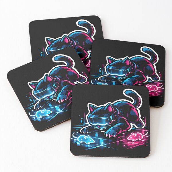 Item preview, Cyberpunk Gamer Cat VR Headset Neon Synthwave designed and sold by Hepic.