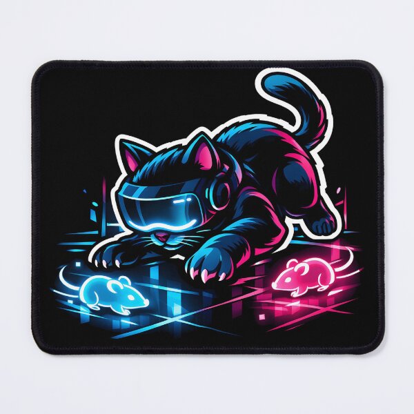 Item preview, Cyberpunk Gamer Cat VR Headset Neon Synthwave designed and sold by Hepic.