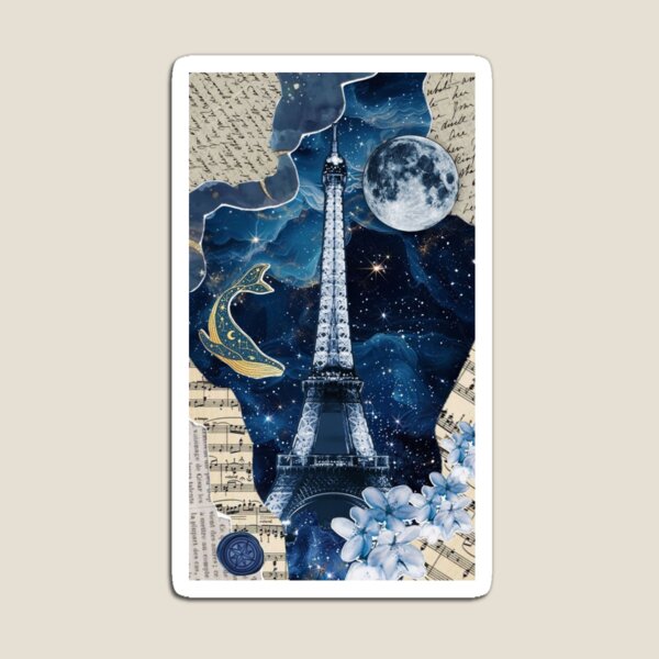 Blue Eiffel Tower Collage Magnet