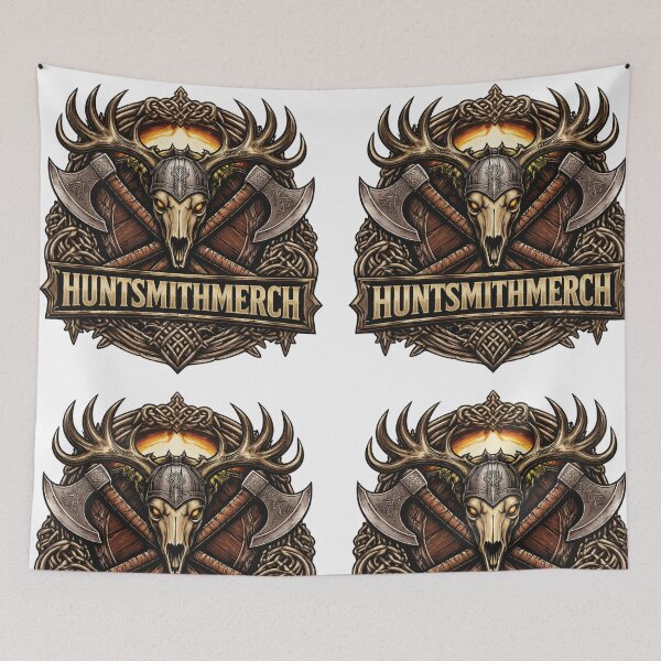 Item preview, Viking Deer Skull Axes Norse Fantasy Crest designed and sold by HuntsmithMerch.