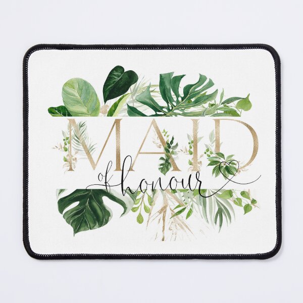 Item preview, Maid of Honour Tropical Botanical Typography with Gold Letters | Elegant Wedding Party Gift Design designed and sold by Marty Party .