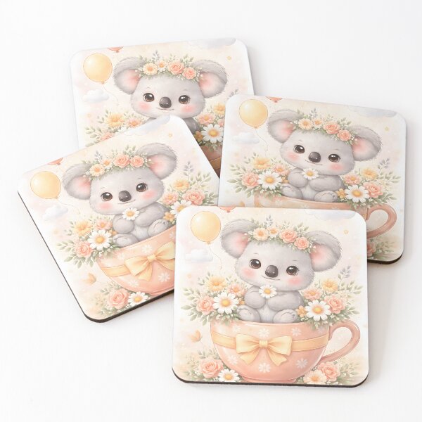 Item preview, Cute Koala Teacup Pastel Nursery Art designed and sold by EverlinePrints.