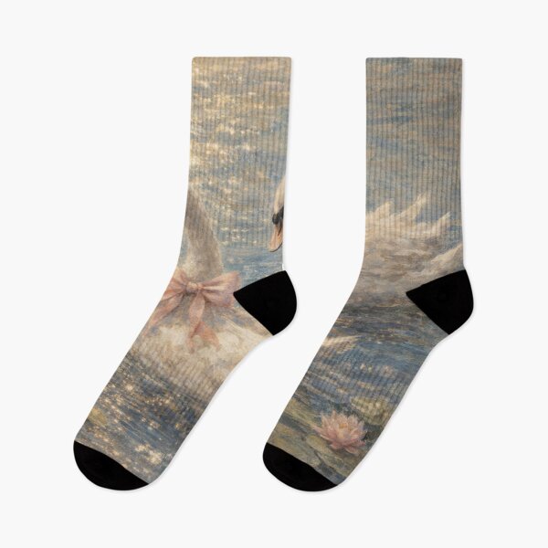 Item preview, Coquette Aesthetic Vintage Oil Painting Of A Pair of Swans With Bows designed and sold by DalilahMeadows.