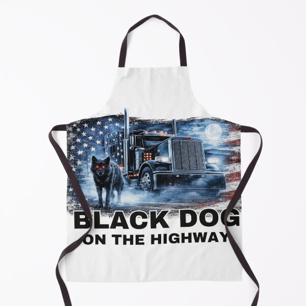 Item preview, Black Dog on the Highway Trucker Graphic designed and sold by CoyoteSteelRd.