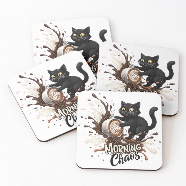 Item preview, Funny Black Cat Coffee Chaos designed and sold by SholoStudio.