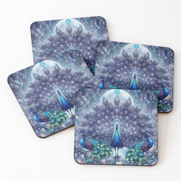 Item preview, Celestial Peacock Trio - Magical  Holographic Fantasy Art designed and sold by EnlightArt.