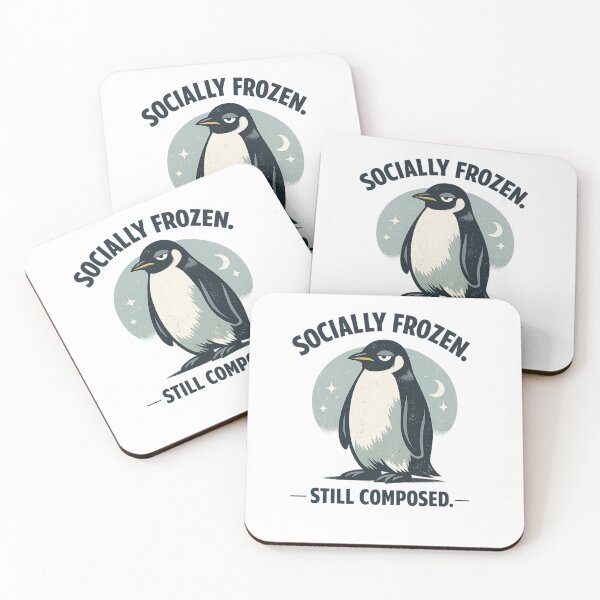 Item preview, Socially Frozen Still Composed Penguin Retro Burnout Humor designed and sold by Teenomix.