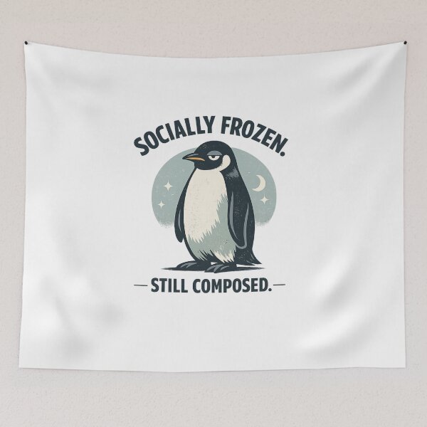 Item preview, Socially Frozen Still Composed Penguin Retro Burnout Humor designed and sold by Teenomix.