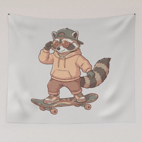 Item preview, Retro Raccoon Skater designed and sold by Lau's Studio.