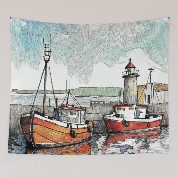 Item preview, Lighthouse and fishing boats designed and sold by sid1802.