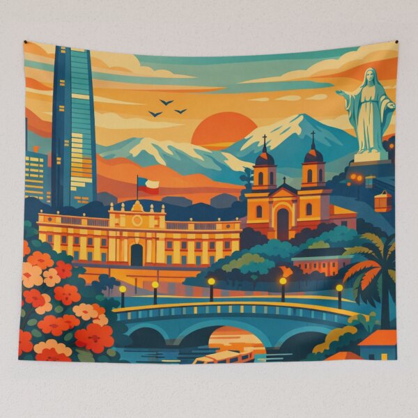 Item preview, Santiago Chile Sunset Travel Poster designed and sold by MatthewHeights.
