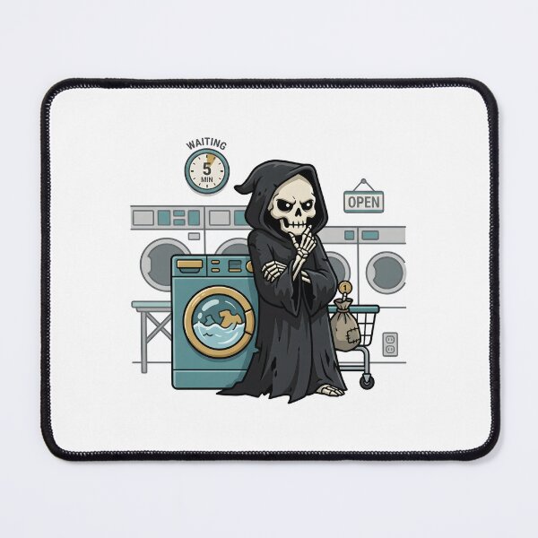 Item preview, Grim Reaper Doing Laundry Funny Relatable Skeleton Illustration designed and sold by Kvarny.