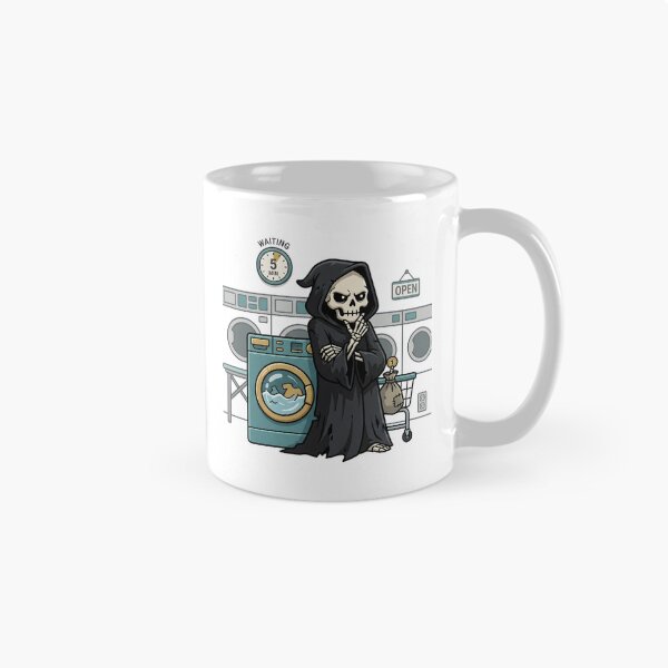 Item preview, Grim Reaper Doing Laundry Funny Relatable Skeleton Illustration designed and sold by Kvarny.
