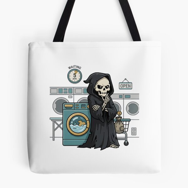 Item preview, Grim Reaper Doing Laundry Funny Relatable Skeleton Illustration designed and sold by Kvarny.