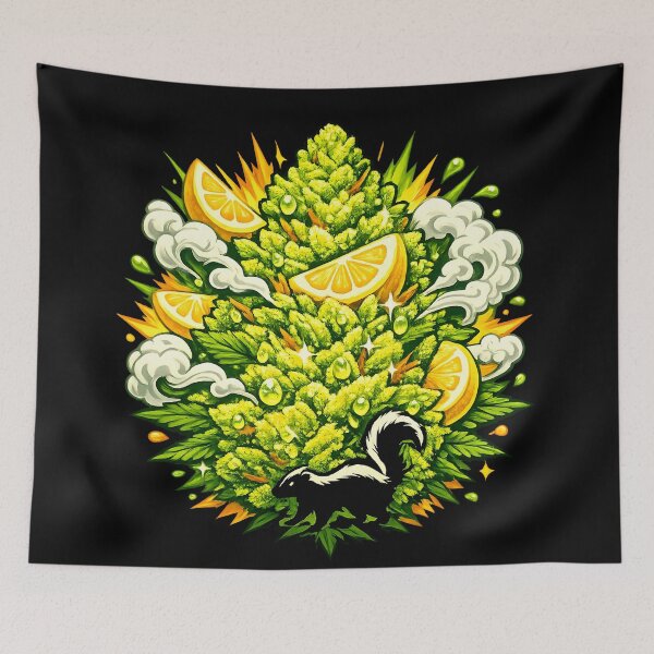 Item preview, Psychedelic Lemon Skunk Weed Strain Art Print | Retro 70s Stoner Bud Explosion Poster | Zesty Cannabis 420 Wall Decor designed and sold by WAUZ.