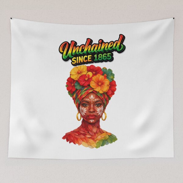 Item preview, Unchained Since 1865 – Juneteenth Afro Woman Floral Art, Black Pride Freedom Design designed and sold by ArtSpark Studio.