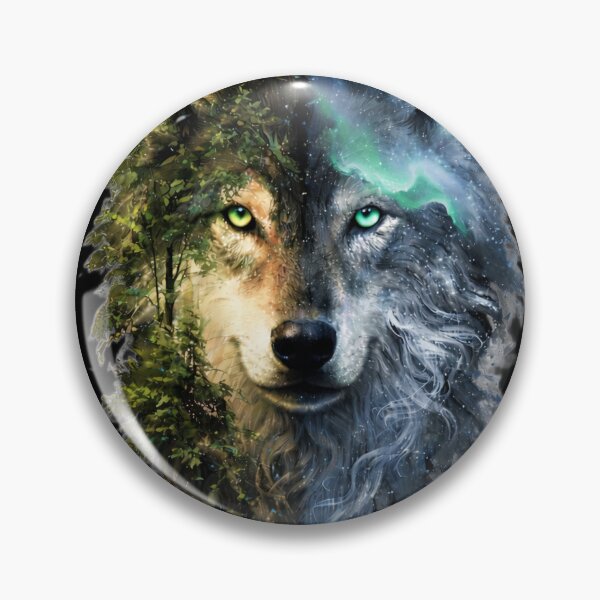 Item preview, Split Nature Wolf – Forest and Ice Fantasy  designed and sold by ClutchCassidyTees.