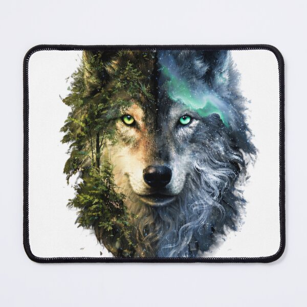 Item preview, Split Nature Wolf – Forest and Ice Fantasy  designed and sold by ClutchCassidyTees.