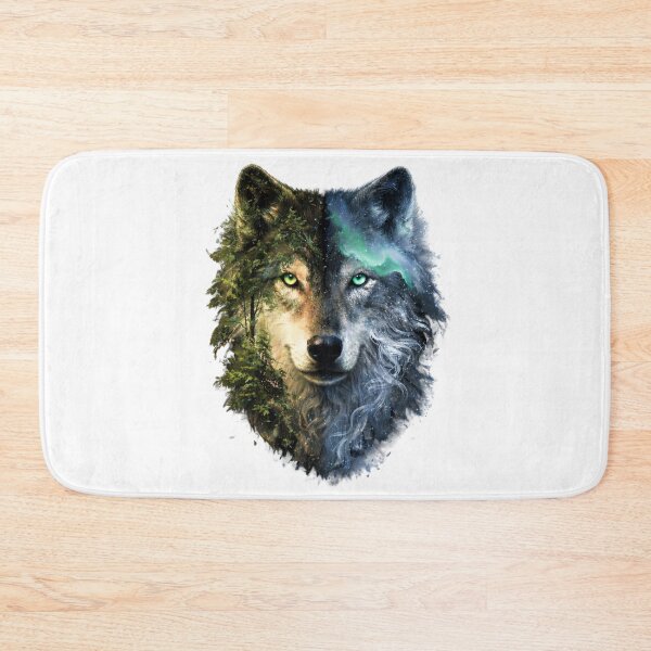 Item preview, Split Nature Wolf – Forest and Ice Fantasy  designed and sold by ClutchCassidyTees.