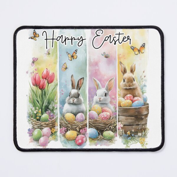 Item preview, Happy Easter Bunny Watercolor Design – Cute Spring Rabbits Eggs Floral Pastel Easter Art designed and sold by ArcticFoxStudio.