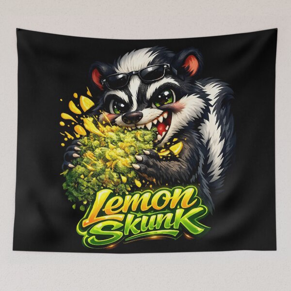 Item preview, Funny Skunk Biting Lemon Skunk Bud Art Print | Cartoon Stoner Weed Mascot Poster | Cute Aggressive Cannabis 420 Humor designed and sold by WAUZ.