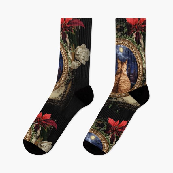 Item preview, Cat Moon Night - Vintage Botanical Flowers Gothic aesthetic designed and sold by TOTO GUYANA.