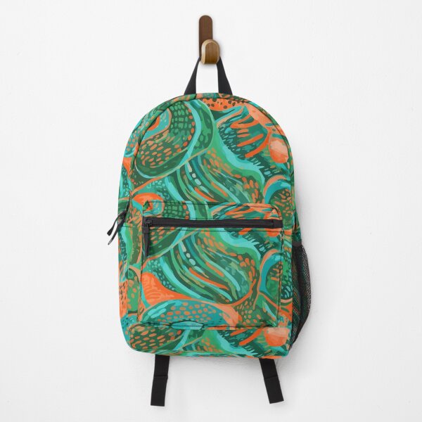 Item preview, Vibrant Abstract Organic Pattern – Teal & Coral Fluid Shapes Seamless Texture Design designed and sold by RidaSalArt.