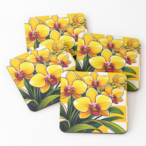 Item preview, Contemporary Yellow Orchids Checkers designed and sold by scicilysimonee.