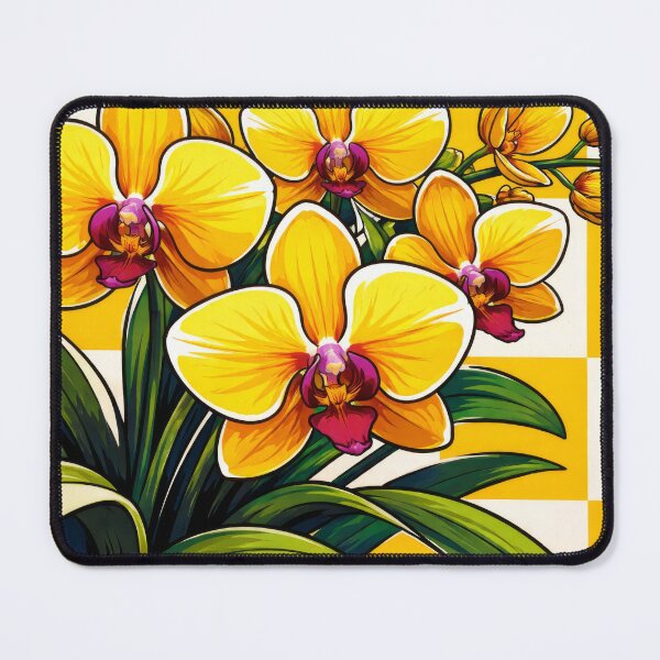 Item preview, Contemporary Yellow Orchids Checkers designed and sold by scicilysimonee.