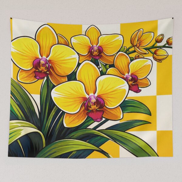 Item preview, Contemporary Yellow Orchids Checkers designed and sold by scicilysimonee.