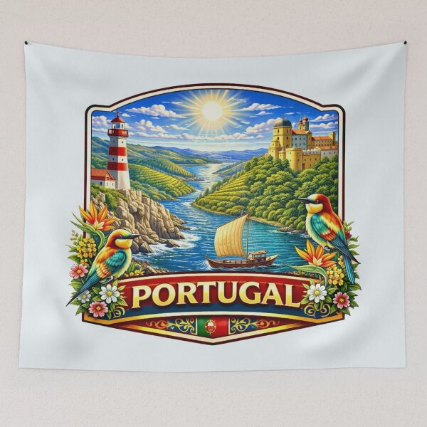 Item preview, Portugal - Douro River, Lighthouse and Hilltop Castle designed and sold by Myra365Art.